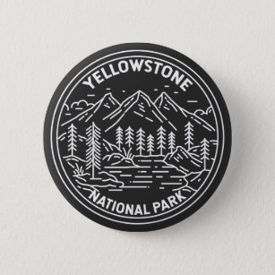 Yellowstone National Park Vintage Monoline  6 Cm Round Badge