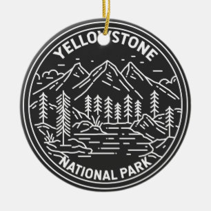 Yellowstone National Park Vintage Monoline Ceramic Tree Decoration