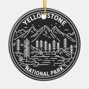 Yellowstone National Park Vintage Monoline Ceramic Tree Decoration