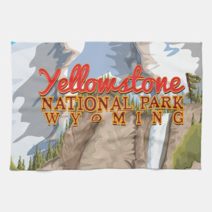 Yellowstone National Park Vintage Poster Tea Towel
