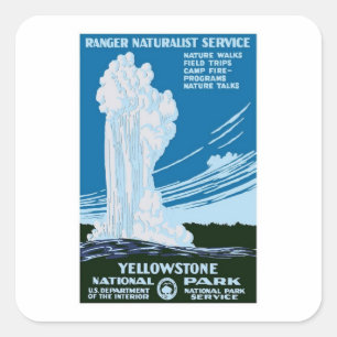 Yellowstone National Park Vintage Square Sticker