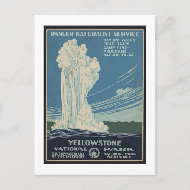 Yellowstone National Park Vintage Travel Poster Postcard (Front)