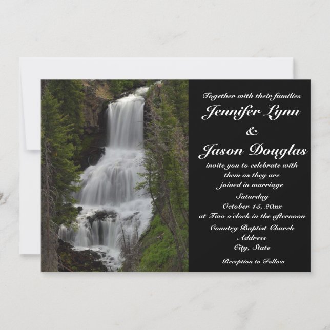 Yellowstone National Park Waterfall Wedding Invite (Front)