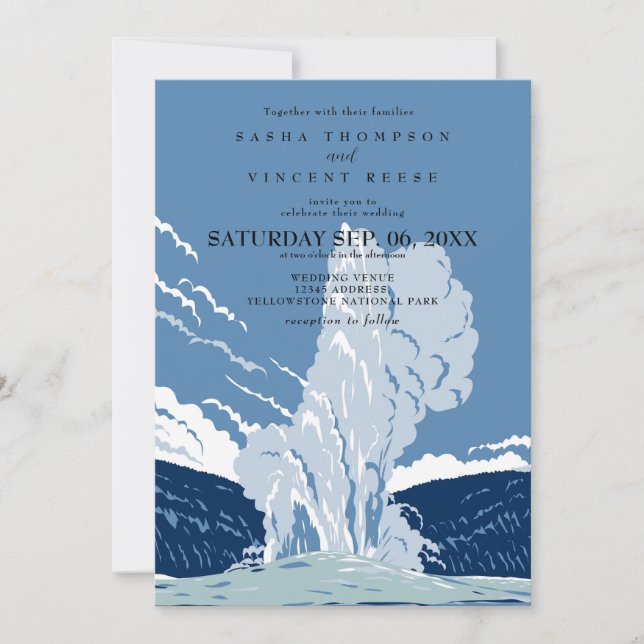 Yellowstone National Park Wedding Invitation Retro (Front)