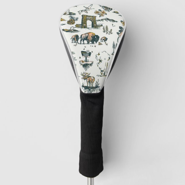 Yellowstone National Park Wildlife Pattern Golf Head Cover (Front)
