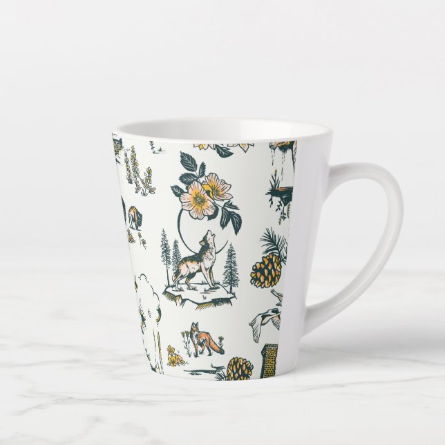 Yellowstone National Park Wildlife Pattern Latte Mug (Right)