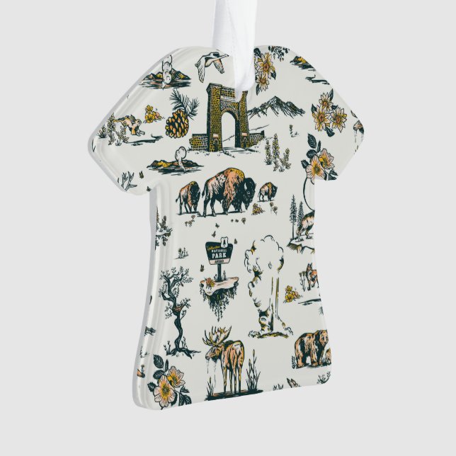 Yellowstone National Park Wildlife Pattern Ornament (Front)