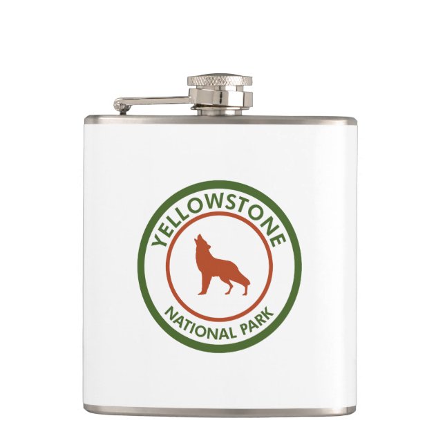 Yellowstone National Park Wolf Hip Flask (Front)