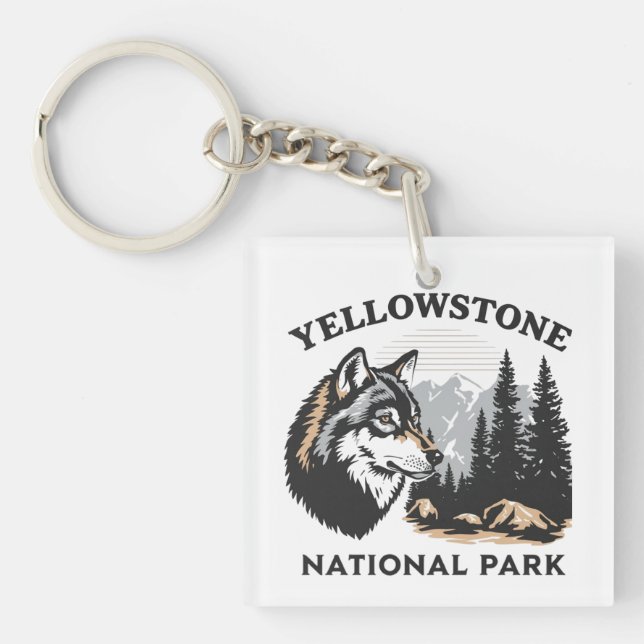 Yellowstone National Park Wolf Key Ring (Front)