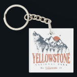 Yellowstone National Park Wolf Mountains Vintage   Key Ring<br><div class="desc">Vintage design Yellowstone US National Park Wolf, Mountains & Adventure. Great clothing apparel design for people who love outdoor camping, camper, hiker, hiking, road trip, Family trip, summer trip. The perfect tee to wear while planning National Parks Road Trip. A great road trip illustration with an old-school style also makes...</div>