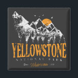Yellowstone National Park Wolf Mountains Vintage   Magnet<br><div class="desc">Vintage design Yellowstone US National Park Wolf, Mountains & Adventure. Great clothing apparel design for people who love outdoor camping, camper, hiker, hiking, road trip, Family trip, summer trip. The perfect tee to wear while planning National Parks Road Trip. A great road trip illustration with an old-school style also makes...</div>