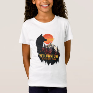 Yellowstone National Park, Wolf Orange Sunset Art  T-Shirt