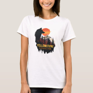 Yellowstone National Park, Wolf Orange Sunset Art  T-Shirt