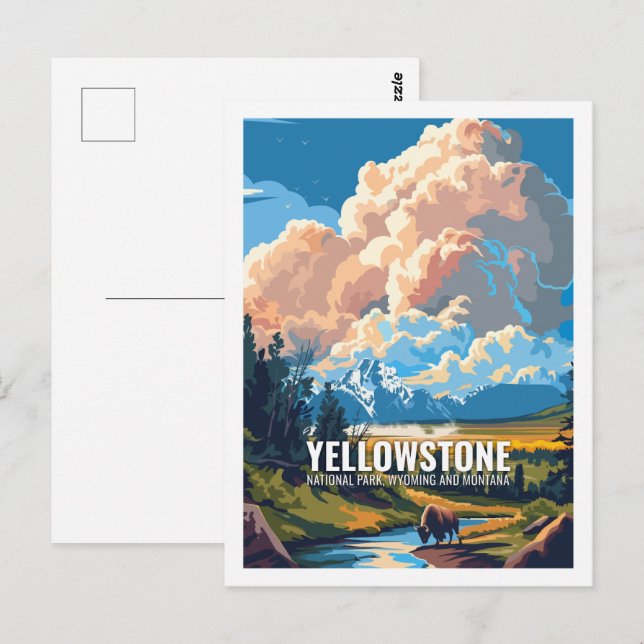 Yellowstone National Park Wyoming and Montana Postcard (Front/Back)