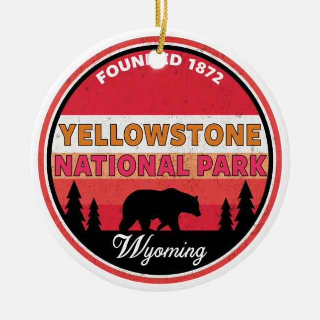 Yellowstone National Park Wyoming Ceramic Tree Decoration (Front)
