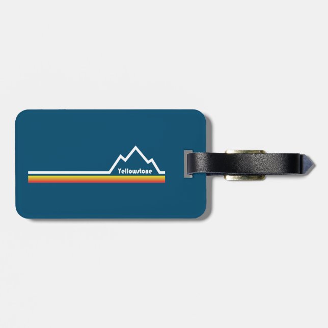 Yellowstone National Park Wyoming Montana Stripe Luggage Tag (Back Horizontal)
