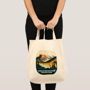 Yellowstone National Park Wyoming Mountains Retro Tote Bag