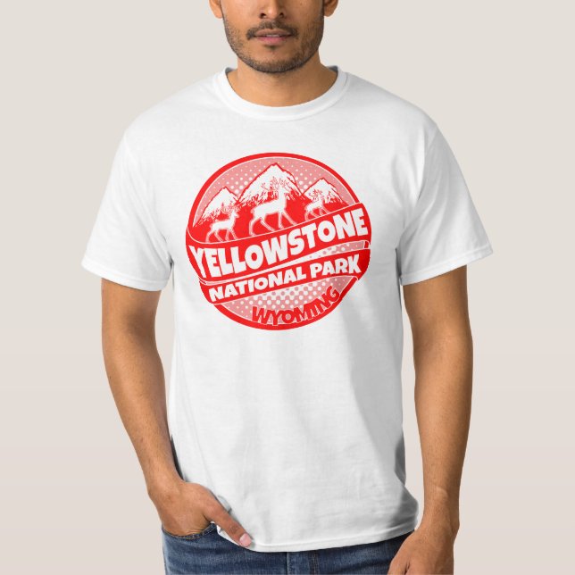Yellowstone National Park Wyoming red logo T-Shirt (Front)