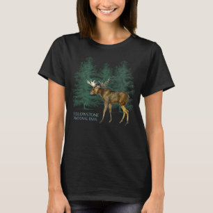 Yellowstone National Park Wyoming Trees and Moose T-Shirt