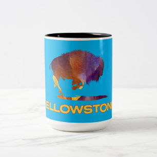 Yellowstone NationalPark with bear Two-Tone Coffee Mug