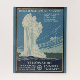 Yellowstone Old Faithful Park Vintage Poster Jigsaw Puzzle