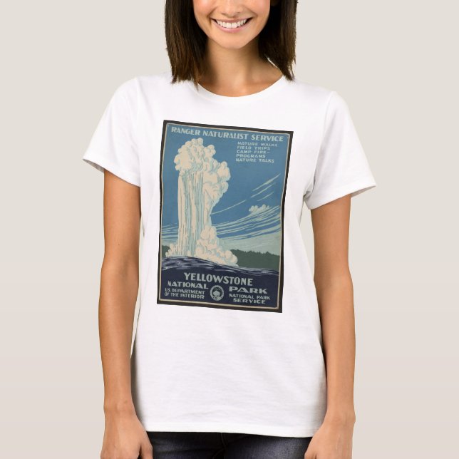 Yellowstone Old Faithful Park Vintage Poster T-Shirt (Front)