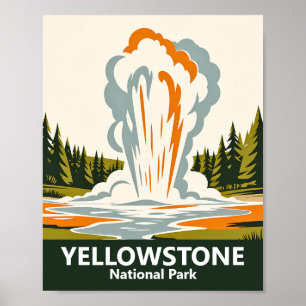 Yellowstone Old Faithful Vintage WPA Geyser Custom Poster
