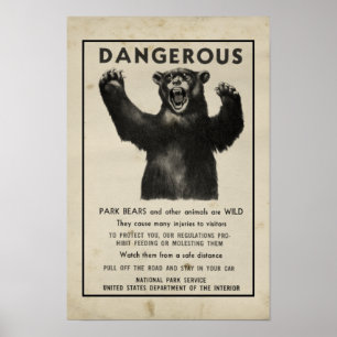 Yellowstone Park 1959 Dangerous Bear Poster