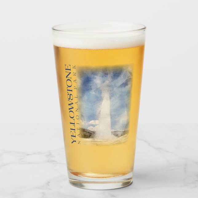 Yellowstone Pint Glass, Old Faithful Tumbler (Front Filled)