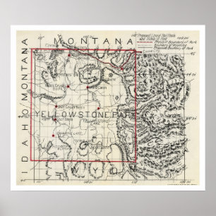 Yellowstone Railroad & Hotel Map 1900 Poster