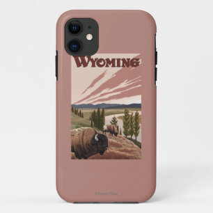 Yellowstone River Bison Vintage Travel Poster iPhone 11 Case