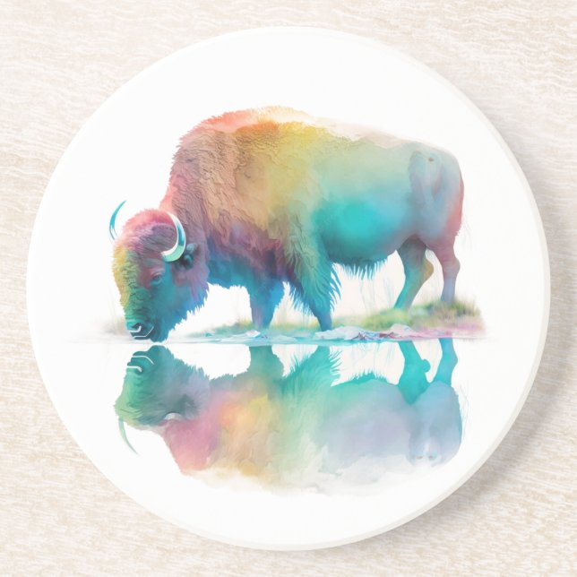 Yellowstone Sandstone Coaster Bison (Front)