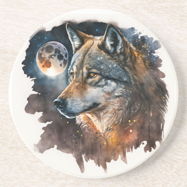 Yellowstone Sandstone Coaster Wolf (Front)