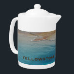 Yellowstone Stunning Blue Pool Photo National Park<br><div class="desc">This Yellowstone National Park teapot features just one of the many beautiful and varied landscape features of this huge National Park. The stunning blue pool of this hot spring is surrounded by white mineral deposits that help to give this landscape an otherworldly feel. The beautiful blue pool provides the background...</div>