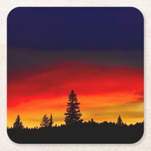 Yellowstone Sunset Square Paper Coaster