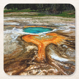 Yellowstone Thermal Pool Square Paper Coaster