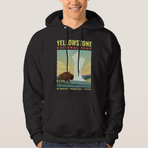 Yellowstone Us National Park Bison Vintage Hoodie