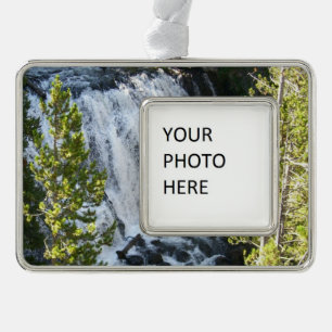 Yellowstone Waterfall Silver Plated Framed Ornament