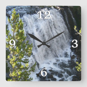 Yellowstone Waterfall Square Wall Clock