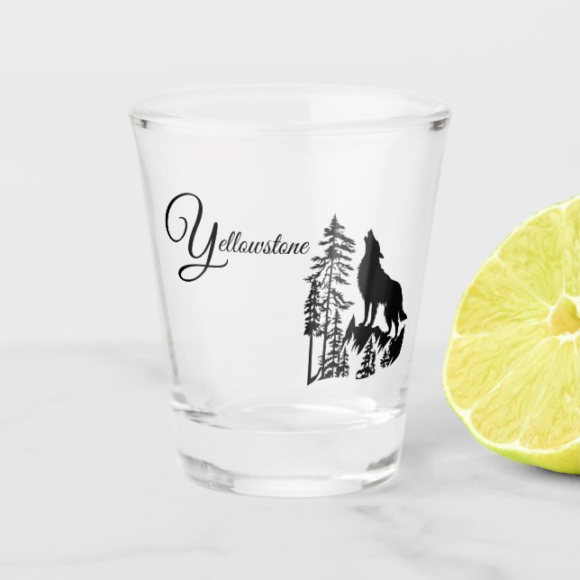 Yellowstone Wolf Shot Glass (Front)