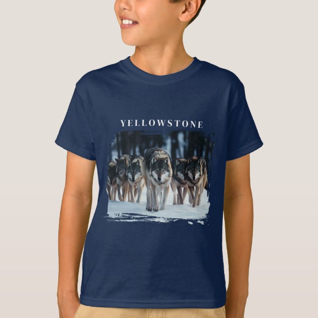 Yellowstone Wolves Kids T-Shirt (Front)