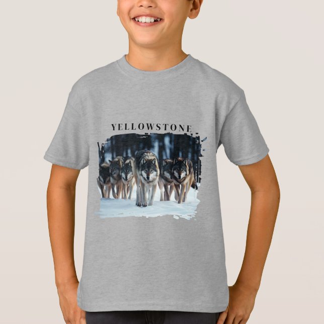 Yellowstone Wolves Kids T-Shirt (Front)