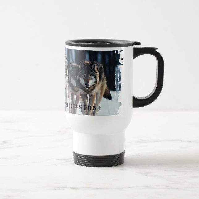 Yellowstone Wolves Travel Mug (Right)