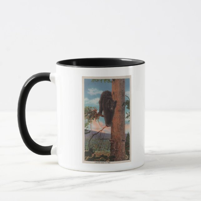 Yellowstone, WYView of Black Bear in Tree Mug (Left)