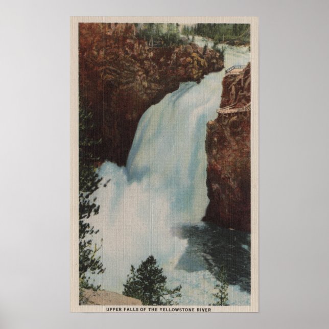Yellowstone, WYView of Yellowstone River Falls Poster (Front)