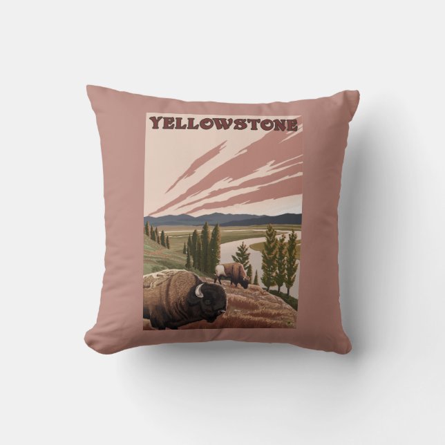YellowstoneBison Scene Cushion (Front)