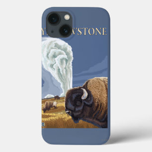 YellowstoneBison with Old Faithful iPhone 13 Case