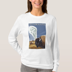 YellowstoneBison with Old Faithful T-Shirt