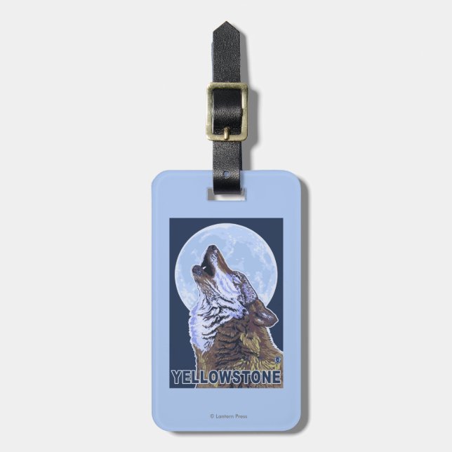 YellowstoneHowling Wolf Luggage Tag (Front Vertical)