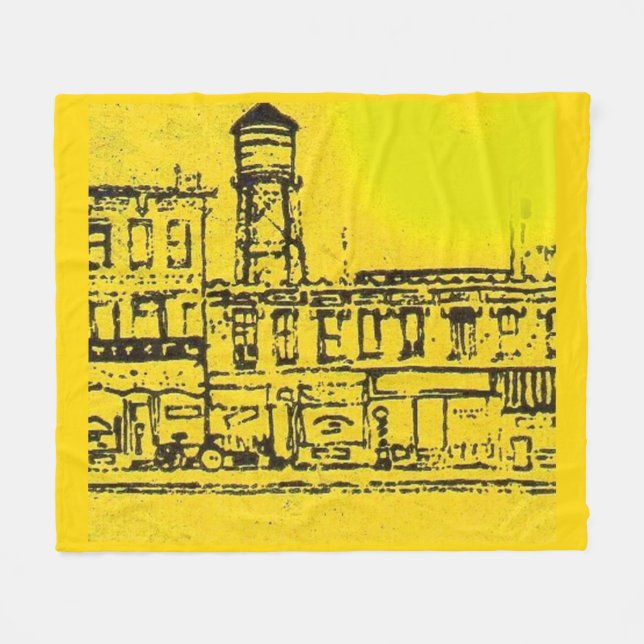 Yellowville houses and homes and water tower fleece blanket (Front (Horizontal))